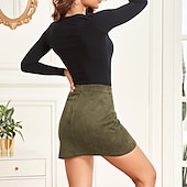 olcso Sima szoknyák-Női Szoknya Bodycon Divat Szexi Mini Magas derék Szoknyák Egyszínű Töredezett végű Vakáció Utca Bor Fekete Arcpír rózsaszín Barna Tél Kecskebőr