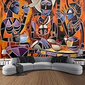 tanie gobeliny artystyczne-obraz olejny afrykańskie kobiety wiszące gobelin wall art duży gobelin mural wystrój fotografia tło koc kurtyna strona główna sypialnia dekoracja salonu