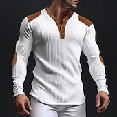 levne Ležérní tričko Henley-Pánské Vaflové tričko Tričko s knoflíkem Tričko Waffle Henley košile Dlouhý rukáv Henley Jaro &amp; podzim Barevné bloky Módní Designové Základní Slátanina Dovolená ulice Jdeme ven Černá Bílá Námořnick