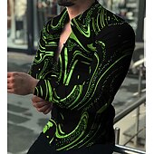 tanie Wzór 3D-Męskie Koszula Zapinana na guziki koszula Długi rękaw Moda Designerskie Codzienny Codzienny Święto Wyjściowe Wiosna i lato Wieczorne Druk 3D Przycisk w dół Czarny / Czerwony Czarny / Biały Żółty