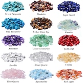 cheap Beading Making Kit-Natural Chip Stone Beads About Irregular Gemstones Healing Crystal Loose Rocks Bead Hole Drilled DIY for Bracelet Jewelry Making