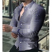 economico Geometrica-Per uomo Fantasia geometrica Geometrica Camicia Camicia con bottoni Manica lunga Di tendenza Originale Informale Giornaliero Per eventi Per uscire Primavera estate Collo ripiegabile Stampa 3D Bottone
