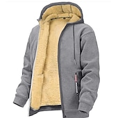 halpa fleece villapaidat-Miesten Huppari Täysi vetoketjullinen huppari Fleecetakki Musta Valkoinen Viini Armeijan vihreä Laivaston sininen Hupullinen Tavallinen Urheilu ja ulkoilu Päivittäin Pyhäpäivä Vintage Katutyyli