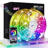 baratos Controlo Remoto-Luzes de tira de LED de 30 m para quarto – luzes de tira permanentes RGB com controle remoto e aplicativo para decoração de festas em ambientes e em casa