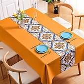 cheap Tablecloth-Waterproof Tablecloth PVC Oilproof Rectangle Table Cloth Table Cover for Party, Family Dining, Restrant