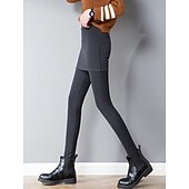 economico Leggings semplici-Per donna Ghette Di tendenza Streetwear Lunghezza intera Vita alta Liscio 2 in 1 Taglio alto Tenere al caldo Morbido Comodo Media elasticità Esterno Strada Giornaliero Grigio chiaro Grigio scuro Nero