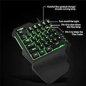 cheap Keyboards-Mini Colorful RGB Backlit One-Handed Gaming Keyboard Game Comfortable Left Hand Game Keypad and Mouse for LOL CS PC PS4 Xbox Gamer