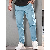 voordelige Cargobroeken-Voor heren Cargohosen Cargo-broek Zak Trekkoord Elastische taille Effen Comfort Ademend Buiten Dagelijks Uitgaan Modieus Casual Donker kaki Zwart