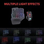 cheap Keyboards-Mini Colorful RGB Backlit One-Handed Gaming Keyboard Game Comfortable Left Hand Game Keypad and Mouse for LOL CS PC PS4 Xbox Gamer