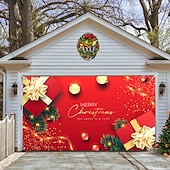 cheap Outdoor Decorations-Christmas Garage Door Banner, Indoor Outdoor Christmas Holidays, Happy Background, Decoration Cover, Christmas Happy New Year Banner, Large Door Cover, Christmas Decoration
