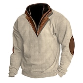 abordables Sudaderas Básicas_-Hombre Sudadera Albaricoque Azul Marino Marrón Café Verde claro Cuello Mao Bloque de color Retazos Deporte Diario Festivos Pana Vintage Ropa de calle Básico Otoño invierno Ropa Sudaderas con capucha