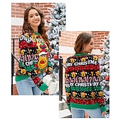 billiga Fula jultröjor-Anime Biskop Ful jultröja Pullover Jumper Snögubbe Rolig för Dam Vuxna 3D-utskrift för Jul Karnival Nyår Fest Ledigt / vardag