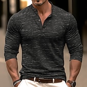 cheap Casual Henley Tee-Men&#039;s Button T Shirt T Shirt Henley Shirt Tee Top Long Sleeve Henley Spring &amp;  Fall Waves Fashion Designer Basic Vacation Street Going out Wine Black Blue Top Tee for Men