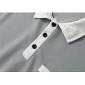 cheap Men&#039;s Classic Polo-Men&#039;s Polo Shirt Button Up Polos Casual Holiday Lapel Long Sleeve Fashion Basic Color Block Patchwork Summer Regular Fit Navy-blue Dark Grey White Burgundy Grey Polo Shirt