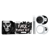 preiswerte Mal-, Zeichen- und Künstlerbedarf-Halloween-Make-up-Set – schwarze, weiße Körperfarbe auf Ölbasis für Erwachsene – perfekt für Joker-, Zombie-, Vampir- und Skelett-Cosplay – langlebig und einfach aufzutragen