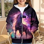 abordables Dessins animés 3D de fille-Fille 3D Licorne Sweat à capuche Manteau Pardessus manche longue 3D effet Automne Hiver Actif Mode Le style mignon Enfants 3-12 ans Extérieur Casual du quotidien Standard