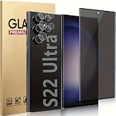 Χαμηλού Κόστους Samsung Προστατευτικά Οθόνης-[1+2Πακέτο] Προστατευτικό οθόνης + Προστατευτικό φακού κάμερας Για Samsung Galaxy S24 Ultra Plus S23 S22 S21 S20 Ultra Plus FE Note 20 Ultra Note 20 S25 Ultra Σκληρυμένο Γυαλί Anti-Spy