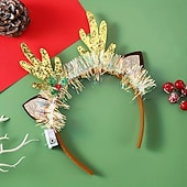 abordables Luces de regalo de Navidad-banda para el cabello con luz LED de Navidad, diadema con muleta brillante, banda para el cabello con copo de nieve de árbol de Navidad, sombreros con luz intermitente de cuerno de ciervo