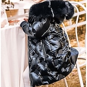levne Svrchní oděvy-Děti Dívčí Dolů Dětská bunda Puffer Jacket Aktivní Zip Škola Bavlna Kabát Svrchní oděvy 4-13 let Zima Černá Nebeská modř Tmavě zelená