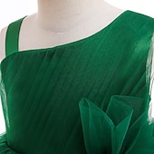 preiswerte Partykleider-kinderkleidung Mädchen Party Kleid Feste Farbe Ärmellos Formal Leistung Hochzeit Rüschen Elegant Prinzessin Baumwolle Maxi abendkleider Blumenmädchenkleid Frühling Herbst Winter 4-12 Jahre Wei