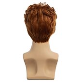preiswerte Trendige synthetische Perücken-Männer Perücken kurze orange Perücke synthetische hitzebeständige natürliche Halloween Cosplay Haarperücke Weihnachtsfeier Perücken