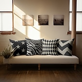 billiga geometrisk stil-svart vit dubbelsidigt kuddfodral 1 st mjukt kuddfodral kuddfodral örngott för soffa sovrum vardagsrum överlägsen kvalitet maskintvättbar utomhusdyna för soffa soffa stol