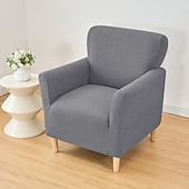 abordables Cubierta de sillón y silla sin brazo-Funda elástica para sofá individual color burdeos, funda de licra antiarañazos para gatos y perros, protector lavable para sofá de 1 plaza con base elástica