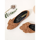 cheap Women&#039;s Flats-Women&#039;s Black Pointed Toe Flats with Bow – Elegant Slip-On Loafers for Ladies, Comfortable Casual Shoes for Work, Office, and Daily Wear