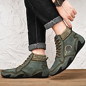 tanie Botki-męskie buty vintage z wysoką cholewką – sznurowane, codzienne buty outdoorowe z antypoślizgową podeszwą do wędrówek i codziennego noszenia