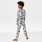 billiga Pojkens 3D Sporter &amp; Spel-Pojkar 3D Fotboll Pyjamas set Långärmad 3D-tryck Höst Vinter Aktiv Häftig Dagligen Polyester Barn 3-12 år Rund hals Hem Casual Inomhus Normal