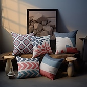 billige geometrisk stil-1 sett med 9 stk moderne putetrekk geometri serie dekorativ faux lin kaste putetrekk hjem sofa dekorativ utendørs pute til sofa sofa seng stol