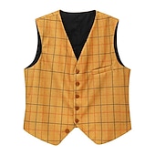 billiga Gilets-Herr Väst Dagliga kläder Utekväll Vintage Mode Vår &amp; Höst Knappar Polyester Bekväm Slät Enkelknäppt Kraglös Normal Vältränad Väst
