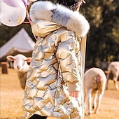 levne Svrchní oděvy-Děti Dívčí Dolů Dětská bunda Puffer Jacket Aktivní Zip Škola Bavlna Kabát Svrchní oděvy 4-13 let Zima Černá Nebeská modř Tmavě zelená