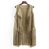 preiswerte Oberteile-Retro Vintage 1960er 1970er Wildlederweste Hippie Disco Quastenfransen Damen Mädchen Weihnachten Halloween Karneval Leistung Party / Abend Pride Parade Erwachsene Weste