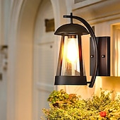abordables luces de pared al aire libre-Aplique de pared impermeable, lámpara de pared antigua resistente a la intemperie, lámpara de pared LED para exteriores con pantalla de vidrio, aplique de pared de metal con casquillo e27 110-240v