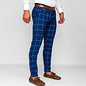cheap Chinos-Men&#039;s Trousers Chinos Chino Pants Pocket Plaid Comfort Breathable Outdoor Daily Going out Fashion Casual Dark Khaki Black