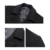 abordables Manteaux &amp; vestes-Homme Manteau d&#039;hiver Manteau laine Caban Entreprise Casual Printemps Automne Hiver Laineux Chaud Respirable Vêtements d&#039;extérieur Vêtement Tenue Décontractées Couleur unie Poche Col rabattu Double