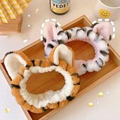 ieftine recuzită pentru cabină foto-drăguț tigru șampon bandă de păr desene animate drăguț animal headwear machiaj șampon bentita de pluș pentru ureche de tigru