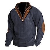 abordables Sudaderas Básicas_-Hombre Sudadera Albaricoque Azul Marino Marrón Café Verde claro Cuello Mao Bloque de color Retazos Deporte Diario Festivos Pana Vintage Ropa de calle Básico Otoño invierno Ropa Sudaderas con capucha