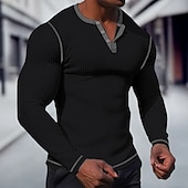 olcso Alkalmi Henley póló-Férfi Póló Gofri Henley ing Henley ing Tee Top Hosszú ujjú ing Sima Raglan Sleeve Henley Utca Vakáció Hosszú ujj Kollázs Ruházat Poliészter Divat Dizájn Alap
