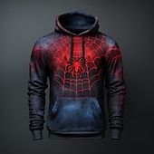 abordables sweats à capuche 3d pour hommes-Homme Graphic Araignées Sweat à capuche Sweats à Capuche Sweat-shirt Sweat à capuche manche longue Sweat à capuche Capuche Mode 3D effet Sport extérieur Vacances Vêtement de rue Blanche Rouge