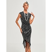 olcso Ruhák-Ordító 20-as évek 1920-as évek Koktélruha Flapper ruha Ruhák Karácsonyi party ruha A nagy Gatsby Charleston Esküvői Vendég Flitter Rojt Jelmez Női Karácsony Mindszentek napja Farsang Farsang Esküv