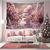 billige hengende juleteppe-juledekorasjoner snømann snøfnugg hengende billedvev veggkunst xmas stor billedvev veggmaleri dekor fotografi bakteppe teppe gardin hjem soverom stue dekorasjon
