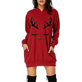 olcso Vicces karácsonyi pulóverek és pulóverek-Karácsony Mikulás Ruhák Kapucnis felsőrész Pullover Klasszikus Alap Kawaii Kompatibilitás Női Felnőttek Karácsony Újév 3D nyomtatás Hétköznapi