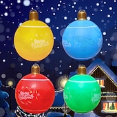 economico luci di Natale all&#039;aperto-Palla Inflabile di Natale da 24 Pollici con Luce Grandi Ornamenti Natalizi Decorazione Esterna Palla PVC Gonfiabile per Decorazioni Natalizie all&#039;aperto Palloncini Colorati per Albero di Natale