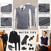 abordables suéter de los hombres-Hombre Chaleco suéter Sueter de lana Pull-over Tejer Escote en V Profunda De Punto Color sólido Escote en Pico Básico Elegante Ropa Invierno Otoño Negro Vino M L XL