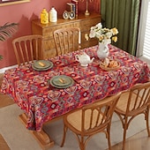 cheap Tablecloth-Rectangle Tablecloth Vintage Floral  Jacquard Table Cloths with Tassels Cotton Linen Table Covers for Dinner Parties Outdoor Decoration