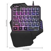 cheap Keyboards-Mini Colorful RGB Backlit One-Handed Gaming Keyboard Game Comfortable Left Hand Game Keypad and Mouse for LOL CS PC PS4 Xbox Gamer