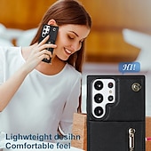 Недорогие Чехлы для Samsung-телефон Кейс для Назначение SSamsung Galaxy S24 S23 S22 S21 S20 Ultra Plus FE Note 20 Ultra 10 Plus S25 Ультра Кейс на заднюю панель Кошелек для карт со стендом Молния с ремешком ТПУ Кожа PU