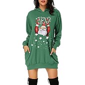 olcso Vicces karácsonyi pulóverek és pulóverek-Karácsony Mikulás Ruhák Kapucnis felsőrész Pullover Klasszikus Alap Kawaii Kompatibilitás Női Felnőttek Karácsony Újév 3D nyomtatás Hétköznapi